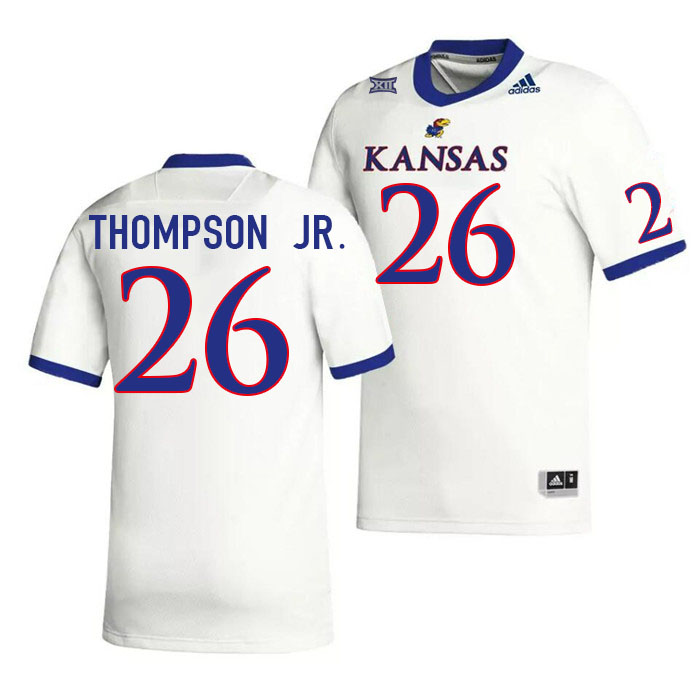 Men #26 Johnny Thompson Jr. Kansas Jayhawks College Football Jerseys Stitched Sale-White